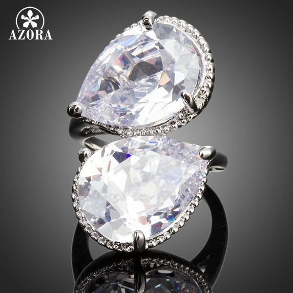 azora unique brand design with 2pcs clear cubic zirconia water drop ring tr0128, Golden;silver
azora unique brand design with 2pcs clear cubic zirconia water drop ring tr0128, Golden;silver
