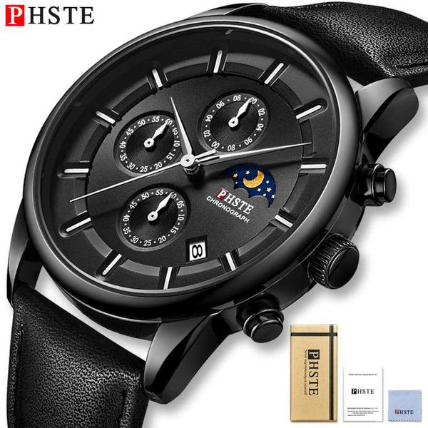 mens watches phste quartz analog chronograph moon phase genuine leather waterproof black male wrist watch men clock, Slivery;brown
mens watches phste quartz analog chronograph moon phase genuine leather waterproof black male wrist watch men clock, Slivery;brown