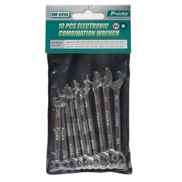 pros'kit hw-609b/a metric / inch size 10pcs mini electronic combination wrench spanner set hardware repair tool closed+open end
pros'kit hw-609b/a metric / inch size 10pcs mini electronic combination wrench spanner set hardware repair tool closed+open end