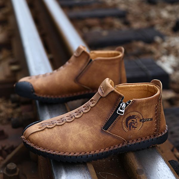 nine o'clock 2020 men's vintage leather shoes quality casual breathable male boots zipper opening mid-autumn plus size 38-48, Black
nine o'clock 2020 men's vintage leather shoes quality casual breathable male boots zipper opening mid-autumn plus size 38-48, Black