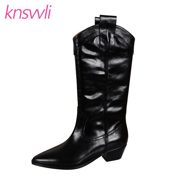 boots pointed toe leather knee high for women wedge heel female western long cowboy knight woman botas mujer, Black
boots pointed toe leather knee high for women wedge heel female western long cowboy knight woman botas mujer, Black