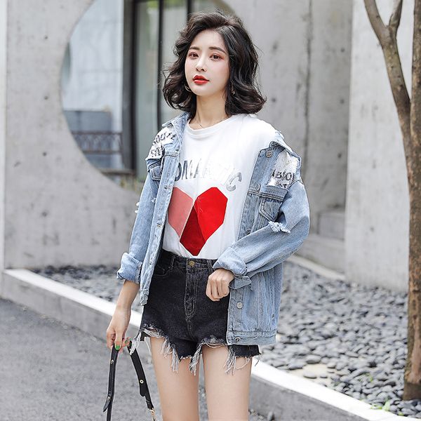 2020 autumn denim jacket women embroidery korean sequins hole oversize denim coat ropa de mujer chaquetas para mujer jean jacket, Black;brown
2020 autumn denim jacket women embroidery korean sequins hole oversize denim coat ropa de mujer chaquetas para mujer jean jacket, Black;brown