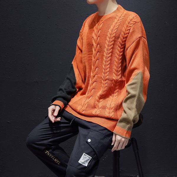men's sweaters 2021 autumn & winter arrival stitching loose plus size sleeve round neck sweater casual, White;black
men's sweaters 2021 autumn & winter arrival stitching loose plus size sleeve round neck sweater casual, White;black