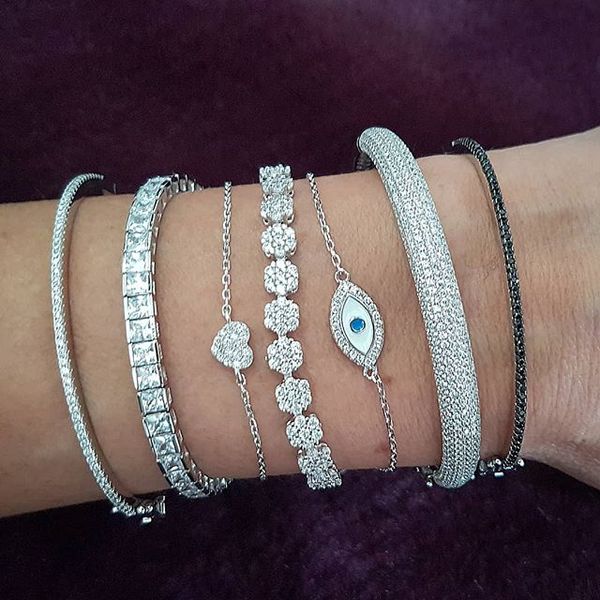 new arrival luxury jewelry 925 sterling silver pave white sapphire cz diamond gemstones women charm wedding bridal bangle bracelet, Golden;silver
new arrival luxury jewelry 925 sterling silver pave white sapphire cz diamond gemstones women charm wedding bridal bangle bracelet, Golden;silver