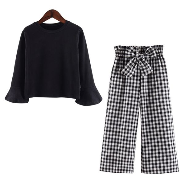 teens girls clothing sets autumn black t-shirt + plaid pants children girls ruffle long-sleeved kids clothes suit, White
teens girls clothing sets autumn black t-shirt + plaid pants children girls ruffle long-sleeved kids clothes suit, White