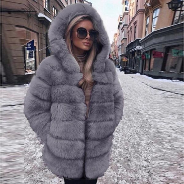 women luxury fur coat hooded autumn winter overcoat long fur long sleeve medium artifical coats female ladies, Black
women luxury fur coat hooded autumn winter overcoat long fur long sleeve medium artifical coats female ladies, Black