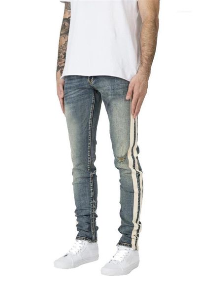 pants side striped mens designer jeans fashion knee holes casual denim pencil pants casual mens long, Blue
pants side striped mens designer jeans fashion knee holes casual denim pencil pants casual mens long, Blue