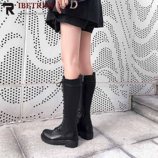 ribetrini genuine leather round toe lace up low heel mid calf boots fashion designer new boots women casual shoes woman, Black
ribetrini genuine leather round toe lace up low heel mid calf boots fashion designer new boots women casual shoes woman, Black