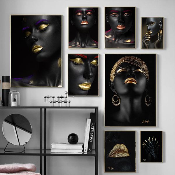 african art black and gold woman oil painting on canvas cuadros posters and prints scandinavian wall art picture for living room
african art black and gold woman oil painting on canvas cuadros posters and prints scandinavian wall art picture for living room