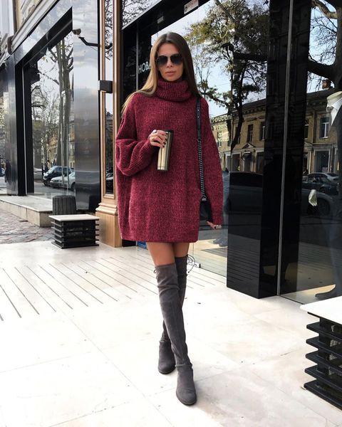 high collar loose womens sweaters solid colors loose women designer above knee sweaters dress, White;black
high collar loose womens sweaters solid colors loose women designer above knee sweaters dress, White;black