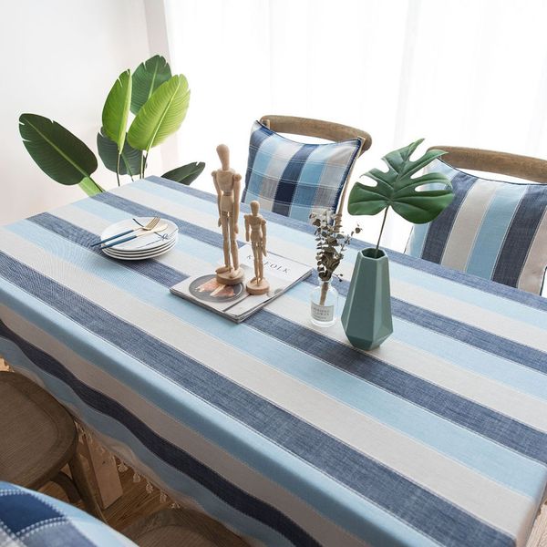 kitchen table cloth simple dinning stripe protective polyester cover waterproof