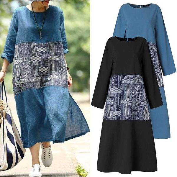 women casual split patchwork sundress vintage long sleeve midi robe buttons hollow printed vestidos zanzea femme plus size 5xl, Black;gray
women casual split patchwork sundress vintage long sleeve midi robe buttons hollow printed vestidos zanzea femme plus size 5xl, Black;gray