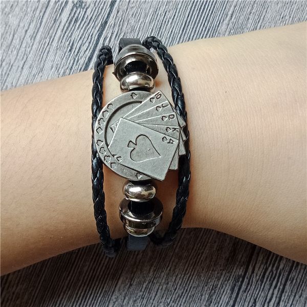 charm bracelets lucky vintage men's leather bracelet playing cards raja vegas multilayer braided women men pulseira masculina, Golden;silver
charm bracelets lucky vintage men's leather bracelet playing cards raja vegas multilayer braided women men pulseira masculina, Golden;silver