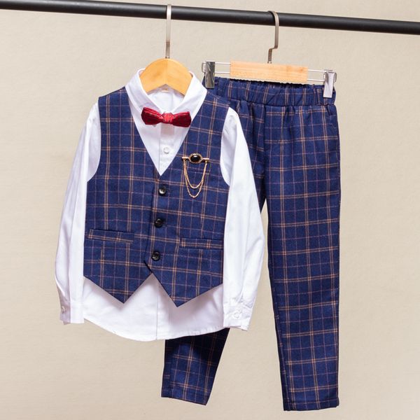 boys plaid vest pants 2pcs clothing set new kids formal suit set for wedding birthday party costume fashion baby boys outfits, White
boys plaid vest pants 2pcs clothing set new kids formal suit set for wedding birthday party costume fashion baby boys outfits, White