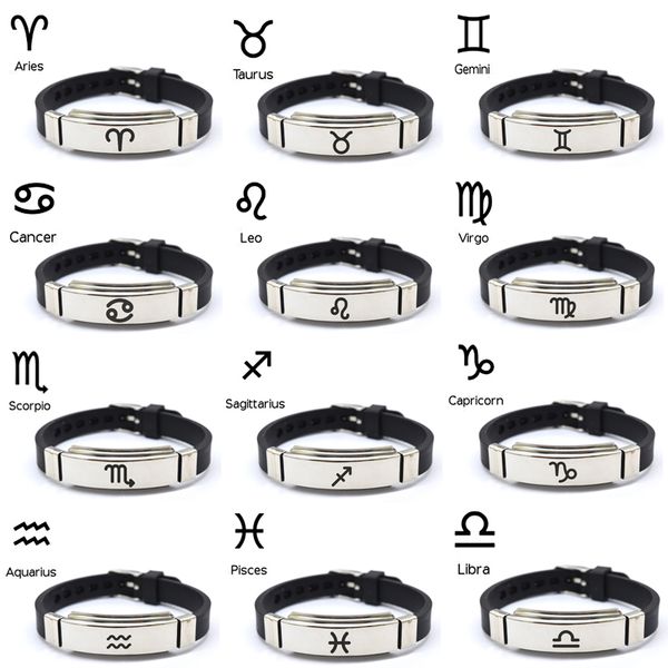 12 constellations bangle bracelet zodiac sign stainless steel bracelets men women silicone charm casual personality jewelry, Golden;silver
12 constellations bangle bracelet zodiac sign stainless steel bracelets men women silicone charm casual personality jewelry, Golden;silver
