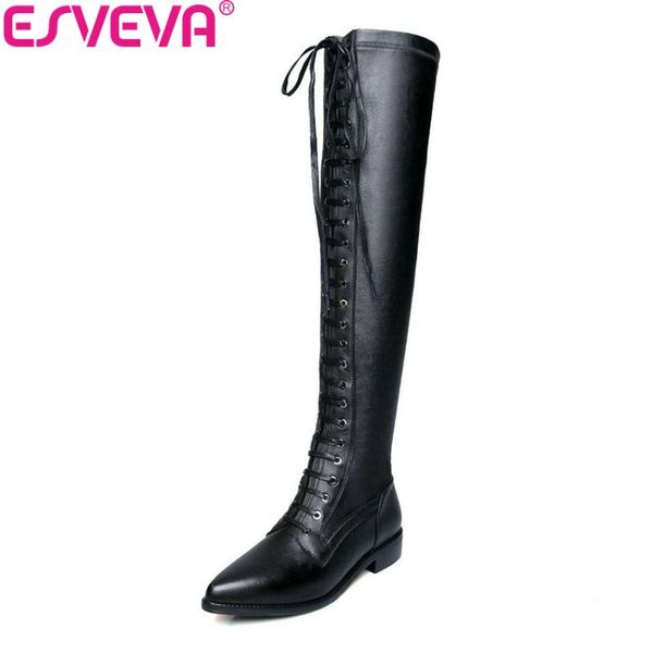 boots esveva 2021 women stretch fabric leather zipper over the knee winter shoes pointed toe square heels long 34-42, Black
boots esveva 2021 women stretch fabric leather zipper over the knee winter shoes pointed toe square heels long 34-42, Black