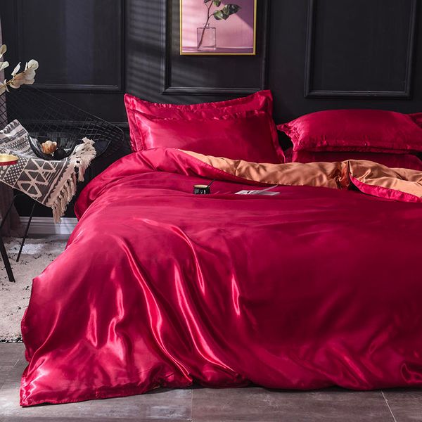 3pcs/4pcs simple burgundy ice silk washed silk duvet cover+flat sheet+pillowcase single/ full /king size duvet cover set
3pcs/4pcs simple burgundy ice silk washed silk duvet cover+flat sheet+pillowcase single/ full /king size duvet cover set