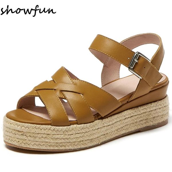 sandals women's genuine leather braided platform flats open toe summer leisure soft comfortable bohemia style student shoes, Black
sandals women's genuine leather braided platform flats open toe summer leisure soft comfortable bohemia style student shoes, Black