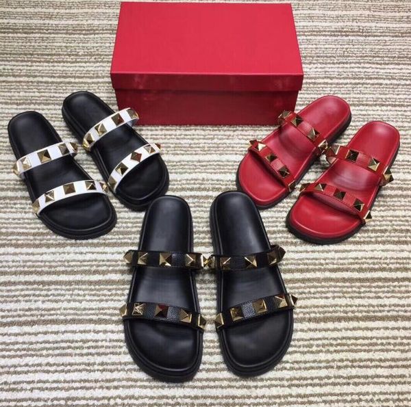 new leather slippers women summer fashion wear wild word flat shoes bottom sandals rivets sandals beach shoes without logo, Black
new leather slippers women summer fashion wear wild word flat shoes bottom sandals rivets sandals beach shoes without logo, Black