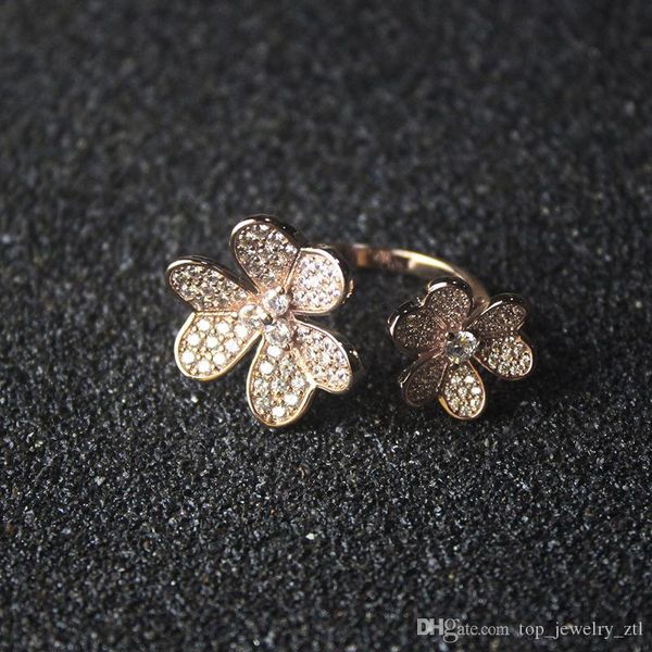 Women Diamond Floral Ring Female Frivole Rings Woman Wedding Party Clover Rose Golden Rings
Women Diamond Floral Ring Female Frivole Rings Woman Wedding Party Clover Rose Golden Rings