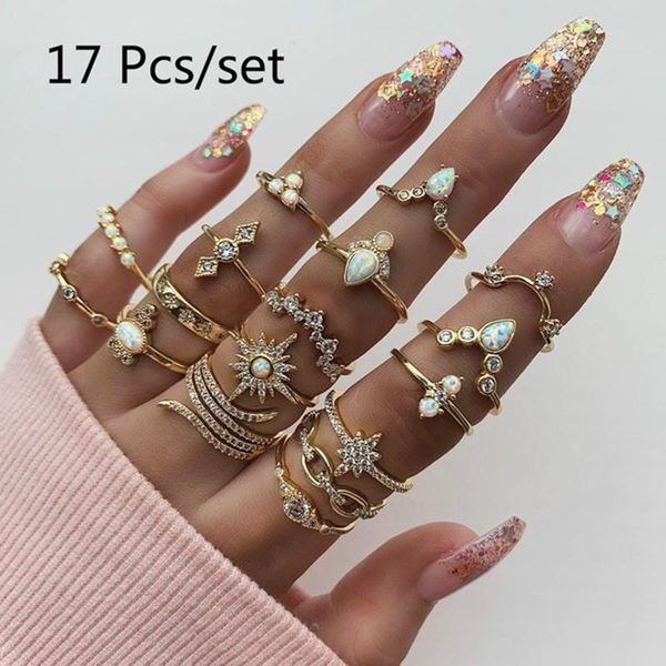 17 pcs/set bohemian retro rings women pearl crown crystal ring girls heart waves geometric gold ring set party jewelry gifts, Silver
17 pcs/set bohemian retro rings women pearl crown crystal ring girls heart waves geometric gold ring set party jewelry gifts, Silver