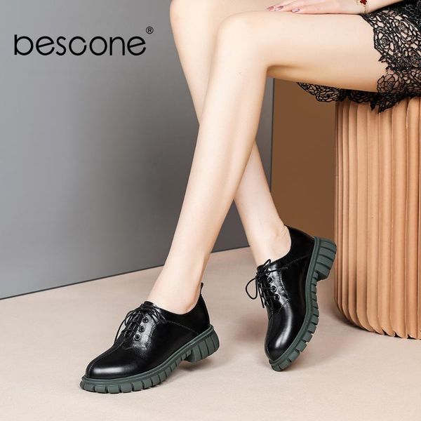 bescone autumn casual flats comfortable genuine leather flats round toe lace-up anti-skid platform women shoesbo682, Black
bescone autumn casual flats comfortable genuine leather flats round toe lace-up anti-skid platform women shoesbo682, Black