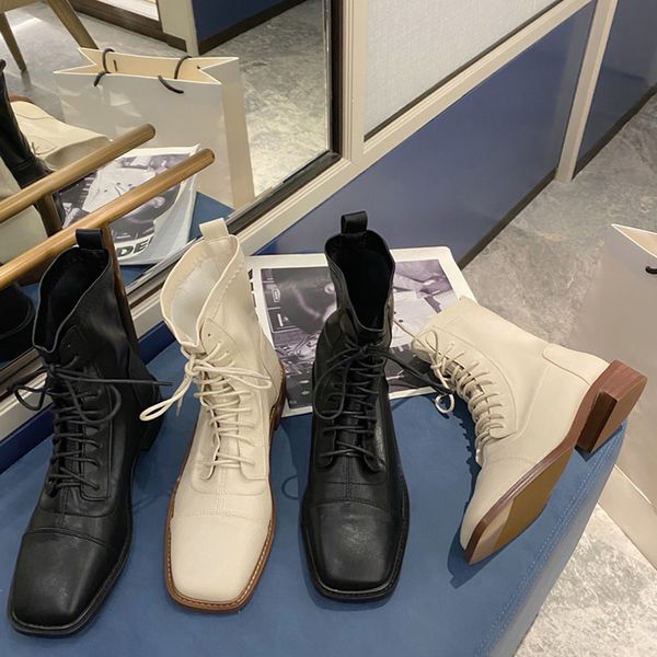 women ankle boots fashion lace-up ladies booties square toe thick low heel female shoes causal autumn british woman shoes, Black
women ankle boots fashion lace-up ladies booties square toe thick low heel female shoes causal autumn british woman shoes, Black