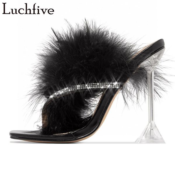crystal feather women slippers cup clear heels slides split toe party shoes woman black zapatos mujer
crystal feather women slippers cup clear heels slides split toe party shoes woman black zapatos mujer