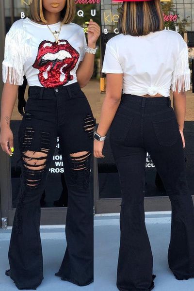 fashion women designer jeans plus size womans clothes womens femme ripped jeans woman high waist elastic force hole flared trousers e83005, Blue
fashion women designer jeans plus size womans clothes womens femme ripped jeans woman high waist elastic force hole flared trousers e83005, Blue