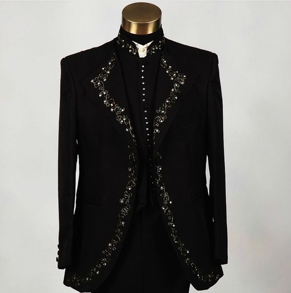 black embroidered beaded tuxedos slim fit wedding suits for men retro italian formal dinner party night blazer men costume homme, White;black
black embroidered beaded tuxedos slim fit wedding suits for men retro italian formal dinner party night blazer men costume homme, White;black