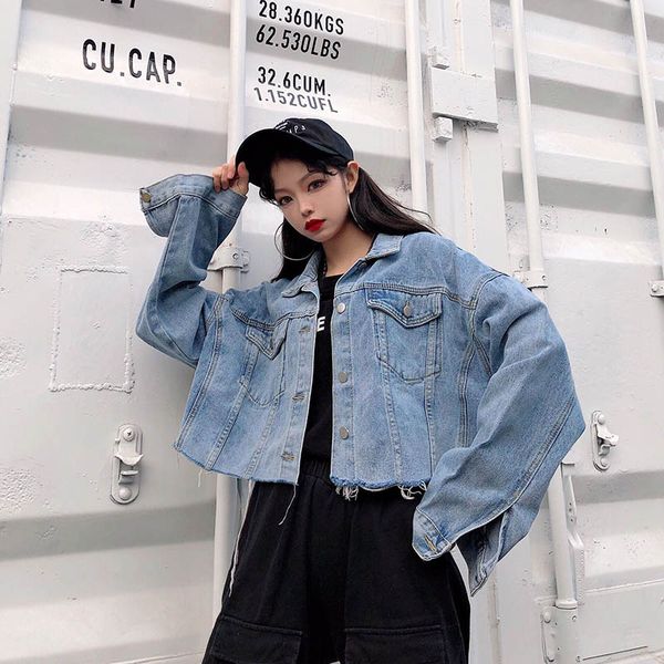 cropped denim jacket women boyfriend jeans jacket coat autumn winter streetwear oversized outerwear batwing sleeve pockets, Black;brown
cropped denim jacket women boyfriend jeans jacket coat autumn winter streetwear oversized outerwear batwing sleeve pockets, Black;brown