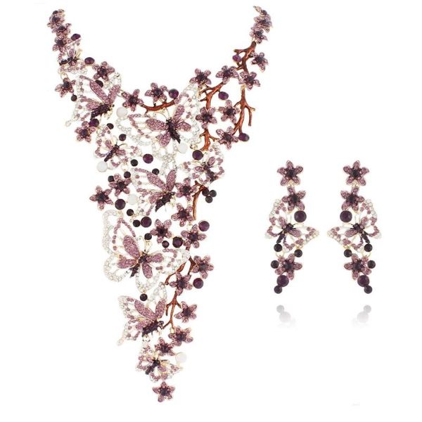 tuliper butterfly necklace earrings women statement animal iced-out jewelry set party gift collier collares femme purple blue, Silver
tuliper butterfly necklace earrings women statement animal iced-out jewelry set party gift collier collares femme purple blue, Silver