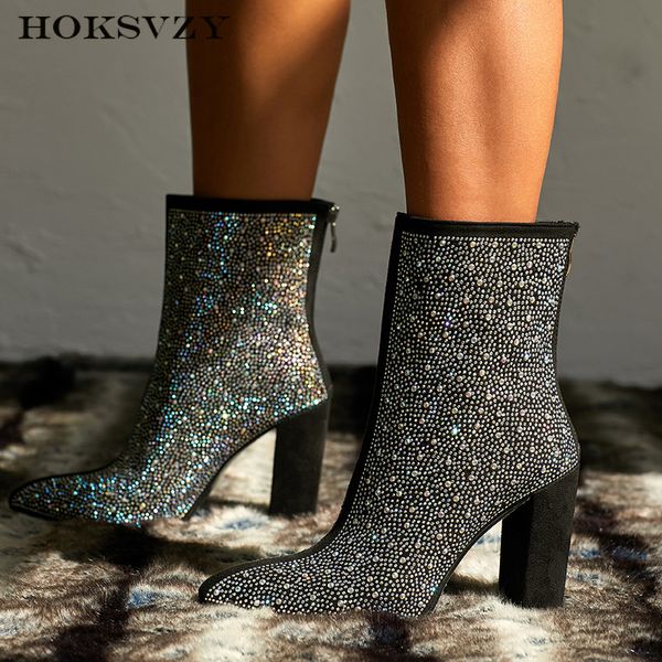 2020 35 42 women point mid calf boot thick high heels stretch boots's rhinestone high-heel ankle boots, Black
2020 35 42 women point mid calf boot thick high heels stretch boots's rhinestone high-heel ankle boots, Black