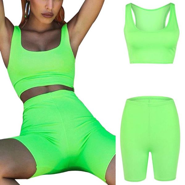 yoga outfits lady 2-piece sport set solid color fluorescent green sling crop slim high waist elastic band seamless fitness shorts, White;red
yoga outfits lady 2-piece sport set solid color fluorescent green sling crop slim high waist elastic band seamless fitness shorts, White;red