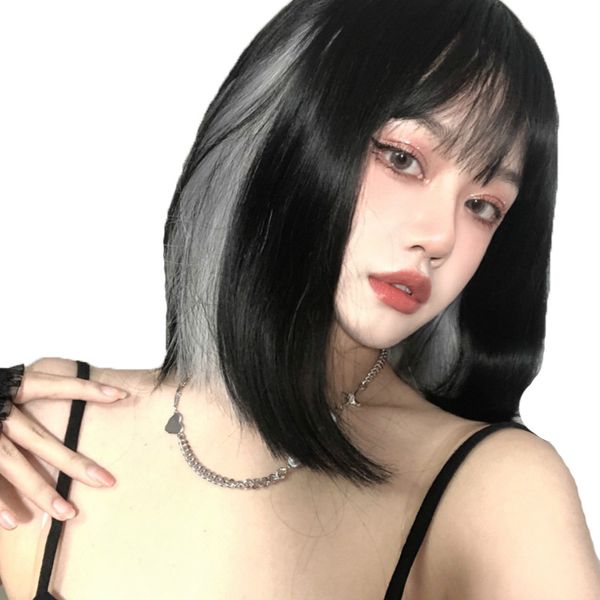 hanging ear dye wig female spring and summer new short straight hair bobo head clavicle hair color anchor with goods wig, Black
hanging ear dye wig female spring and summer new short straight hair bobo head clavicle hair color anchor with goods wig, Black