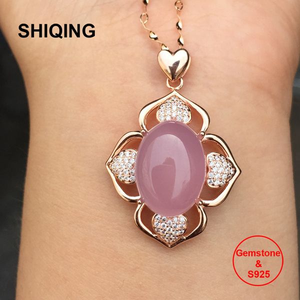 shiqing beauty nature pink chalcedony real 925 sterling silver big flower necklace for women
shiqing beauty nature pink chalcedony real 925 sterling silver big flower necklace for women