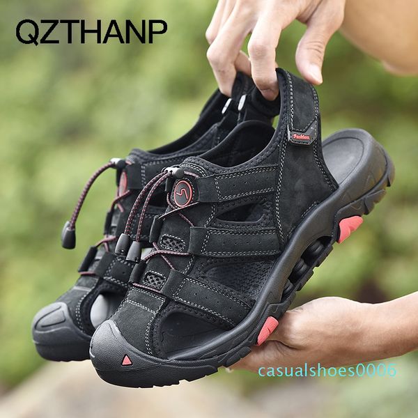 brand summer genuine leather sandals men casual shoes sneakers outdoor beach shoes male rubber sole footwear sandale flats #184260 c06, Black
brand summer genuine leather sandals men casual shoes sneakers outdoor beach shoes male rubber sole footwear sandale flats #184260 c06, Black