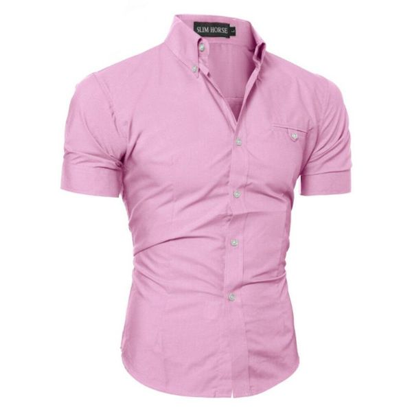 men summer slim fit shirt short sleeve blouse pockets button solid simple style office formal, White;black
men summer slim fit shirt short sleeve blouse pockets button solid simple style office formal, White;black