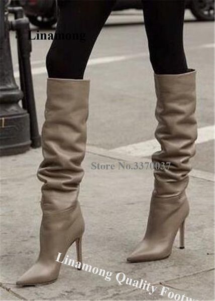 women fashion pointed toe stiletto heel knee high boots slip-on leather long high heel boots evening dress shoes, Black
women fashion pointed toe stiletto heel knee high boots slip-on leather long high heel boots evening dress shoes, Black
