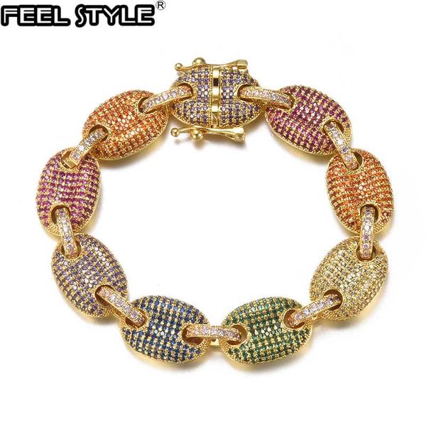 hip hop 11mm heavy coffee beans chain iced out bling colorful cz cuban link chain bracelet for men charms jewelry, Black
hip hop 11mm heavy coffee beans chain iced out bling colorful cz cuban link chain bracelet for men charms jewelry, Black