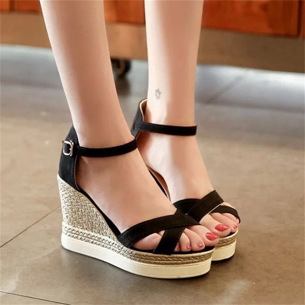 peep toe fashion metal decoration platform wedges sandals women basic solid ladies shoes high front rear strap buckle sandals, Black
peep toe fashion metal decoration platform wedges sandals women basic solid ladies shoes high front rear strap buckle sandals, Black