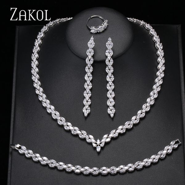 zakol trendy white leaf wedding jewelry set marquise cut cubic zircon necklace earrings bracelet full set for women fssp253 y200810, Slivery;golden
zakol trendy white leaf wedding jewelry set marquise cut cubic zircon necklace earrings bracelet full set for women fssp253 y200810, Slivery;golden