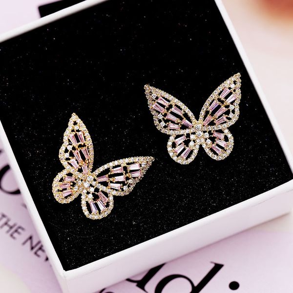 japan and south korea hollow zircon butterfly temperament earrings female wild personality earrings super fairy ear jewel, Silver
japan and south korea hollow zircon butterfly temperament earrings female wild personality earrings super fairy ear jewel, Silver