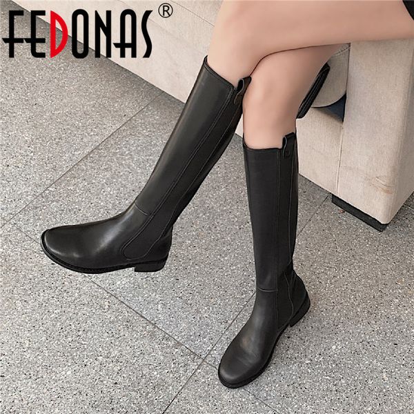 fedonas metal rivets tight high boots for women genuine leather low heels shoes woman winter working knee high boots, Black
fedonas metal rivets tight high boots for women genuine leather low heels shoes woman winter working knee high boots, Black