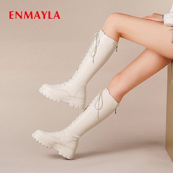 enmayla 2020 winter boots womenround toe platform boots genuine leather motorcycle lace-up knee high women shoes, Black
enmayla 2020 winter boots womenround toe platform boots genuine leather motorcycle lace-up knee high women shoes, Black