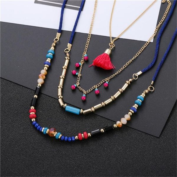 bohemian multi color layers necklaces colorful beads tassel maxi long ethnic chain jewelry statement necklace for women collar, Silver
bohemian multi color layers necklaces colorful beads tassel maxi long ethnic chain jewelry statement necklace for women collar, Silver