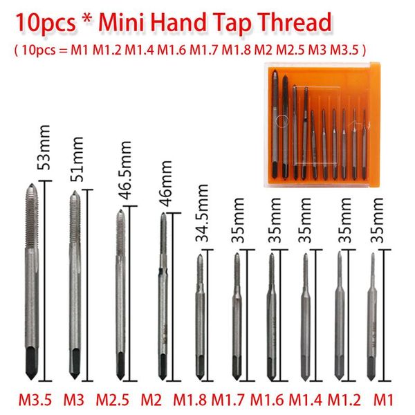 m1 m1.2 m1.4 m1.6 m1.7 m1.8 m2 m2.5 m3 m3.5 10pcs/set hand tap thread wire tapping/threading/taps/attack hand tools
m1 m1.2 m1.4 m1.6 m1.7 m1.8 m2 m2.5 m3 m3.5 10pcs/set hand tap thread wire tapping/threading/taps/attack hand tools
