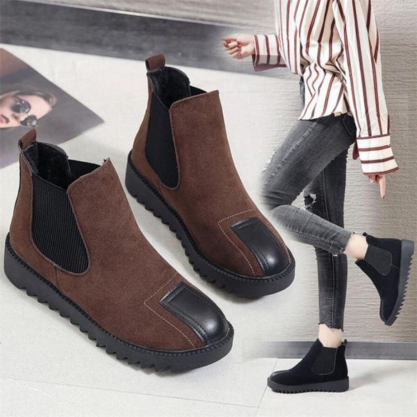 women's ankle boots suede leather boots winter plush warm snow punk retro platform casual female shoes autumn botas mujer, Black
women's ankle boots suede leather boots winter plush warm snow punk retro platform casual female shoes autumn botas mujer, Black
