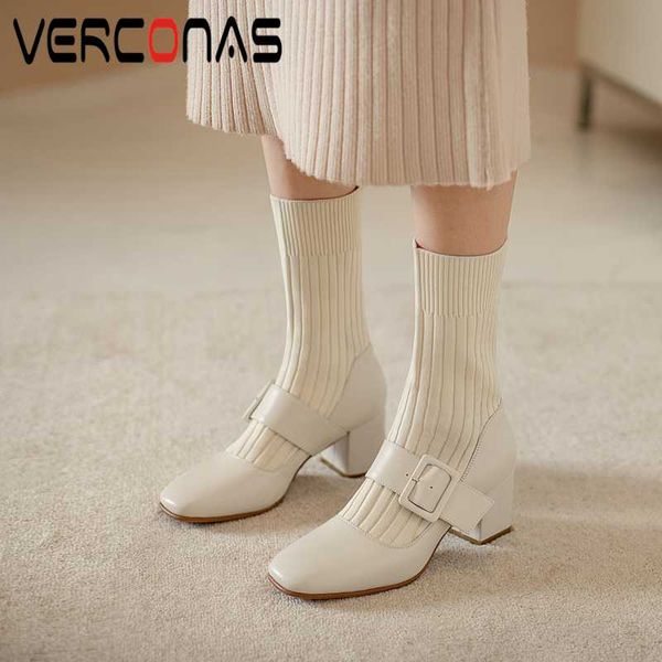 verconas autumn winter 2020 woman mid-calf boots genuine leather high heels elegant fashion buckle knitting boots woman, Black
verconas autumn winter 2020 woman mid-calf boots genuine leather high heels elegant fashion buckle knitting boots woman, Black