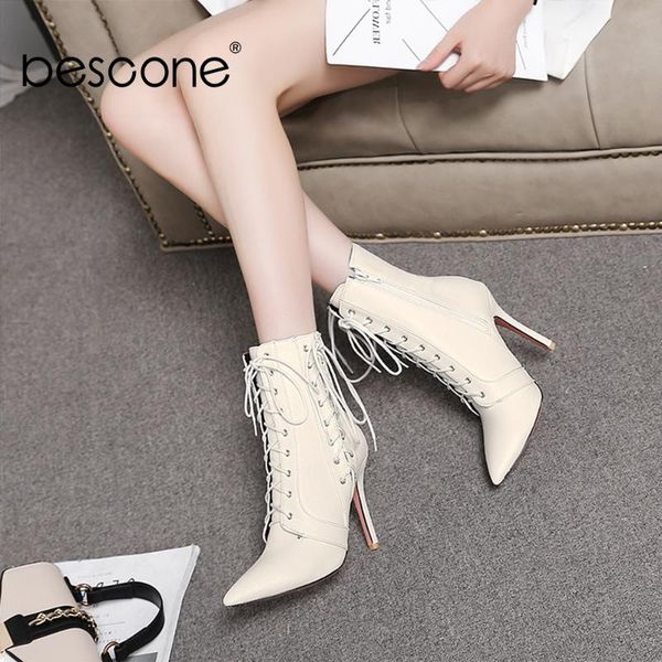 boots bescone lace-up women mid-calf basic handmade solid thin heel shoes pointed toe super high lady bm67, Black
boots bescone lace-up women mid-calf basic handmade solid thin heel shoes pointed toe super high lady bm67, Black